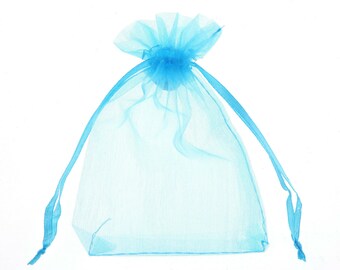 100 Turquoise Organza Gift Pouch Wedding Favour Bag Jewellery Pouch- 6 Sizes