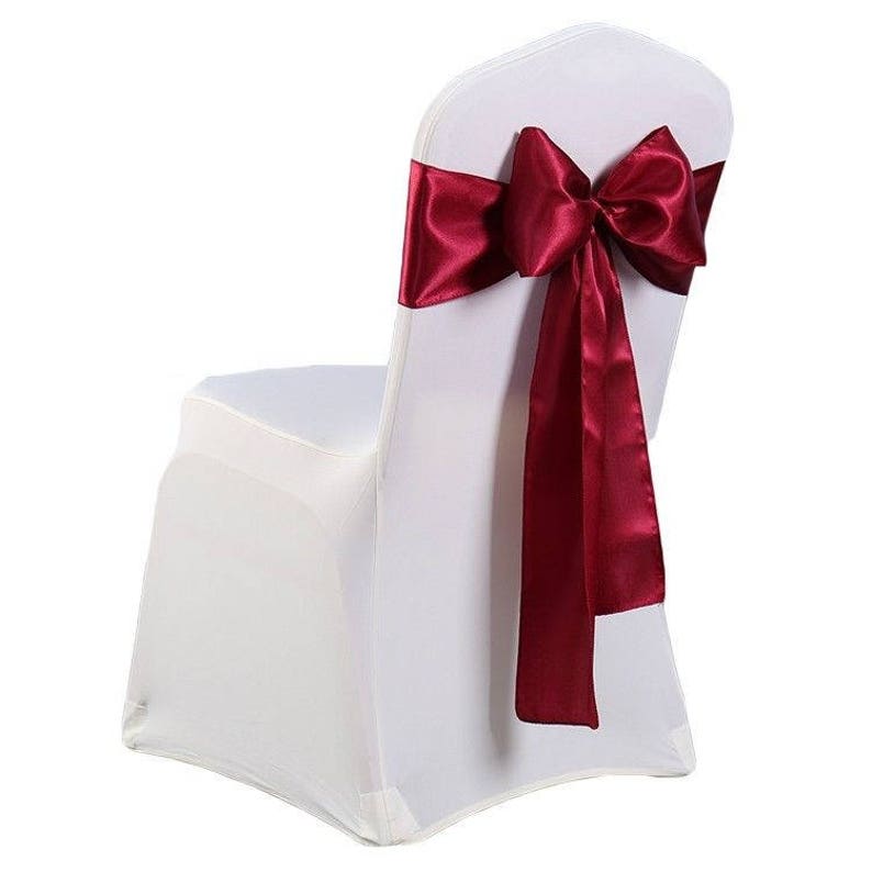 7x108 Burgundy Satin Sashes Chair Cover Bow Sash Etsy UK