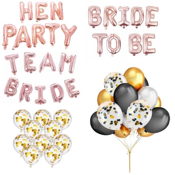 Foil Latex Balloons Set Rose Gold Bride To Be Sashes Wedding Hen Party Decor UK