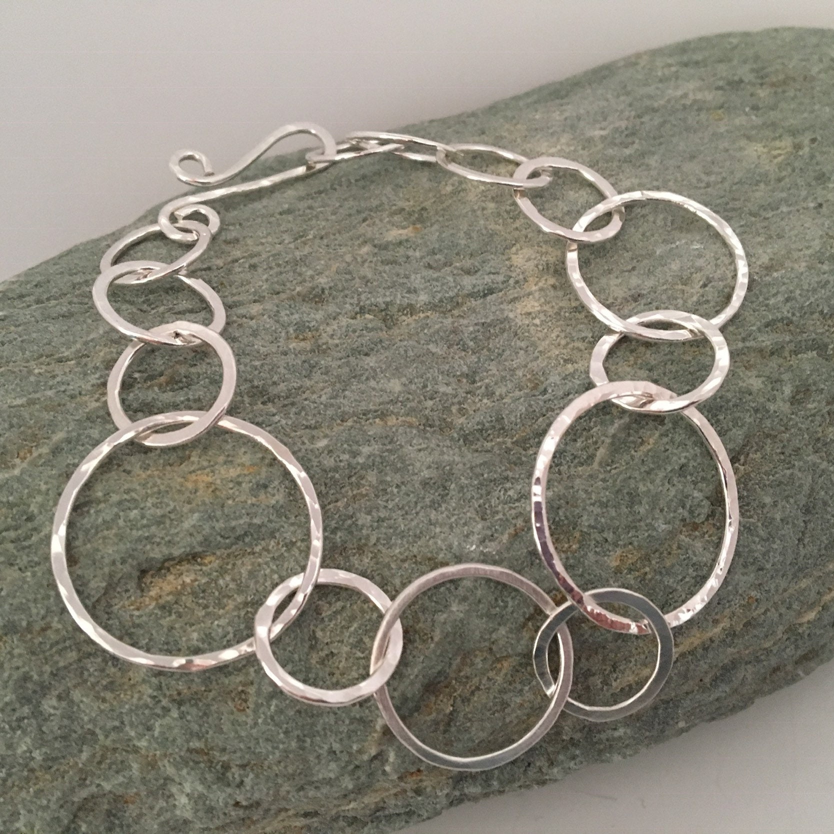 Handmade Silver Chain Bracelet With Large Round Links Unique - Etsy UK