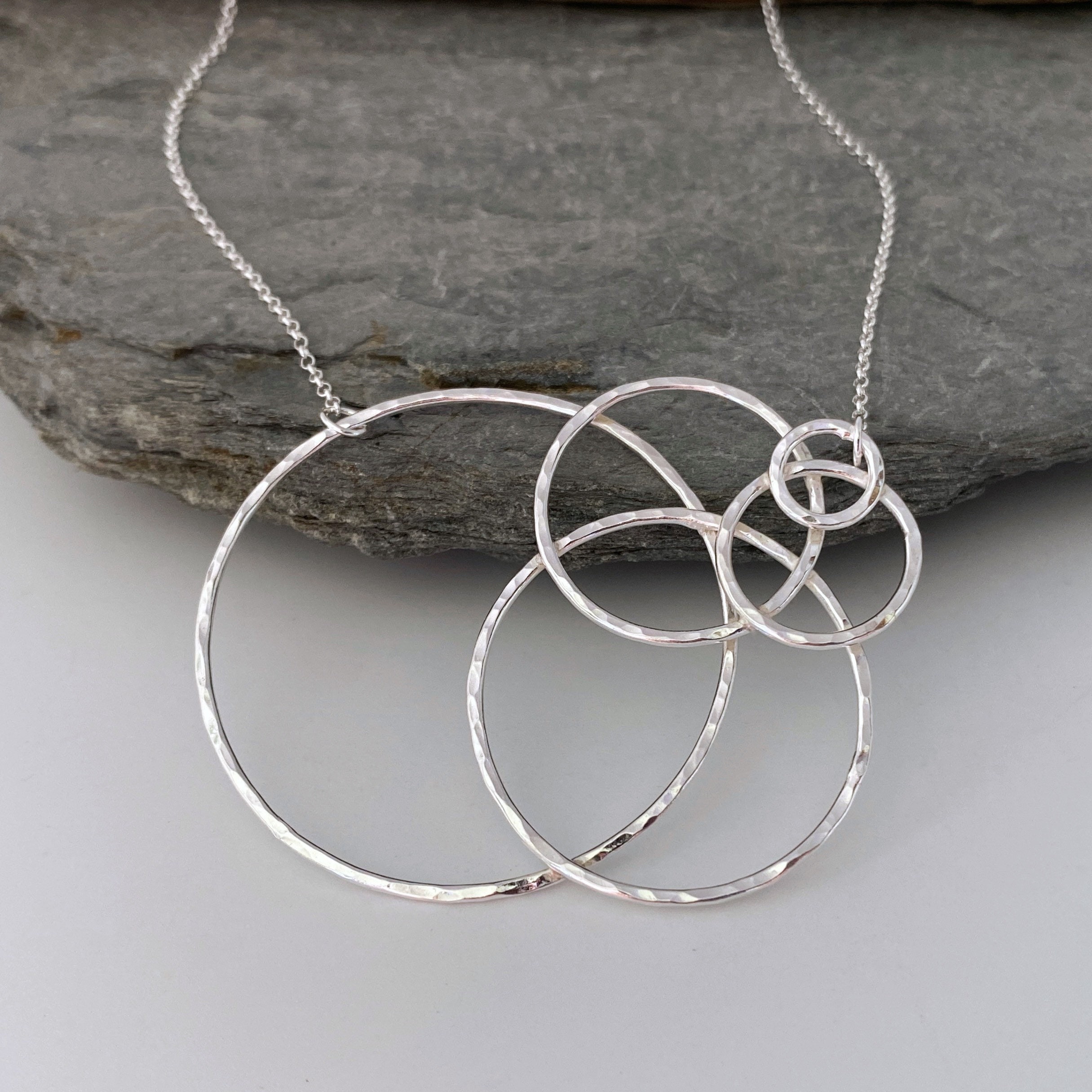 Handmade Silver Circles Waves Pendant & Chain