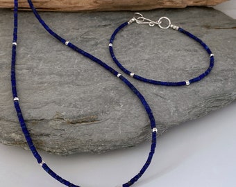 Lapis Lazuli necklace with tiny silver beads