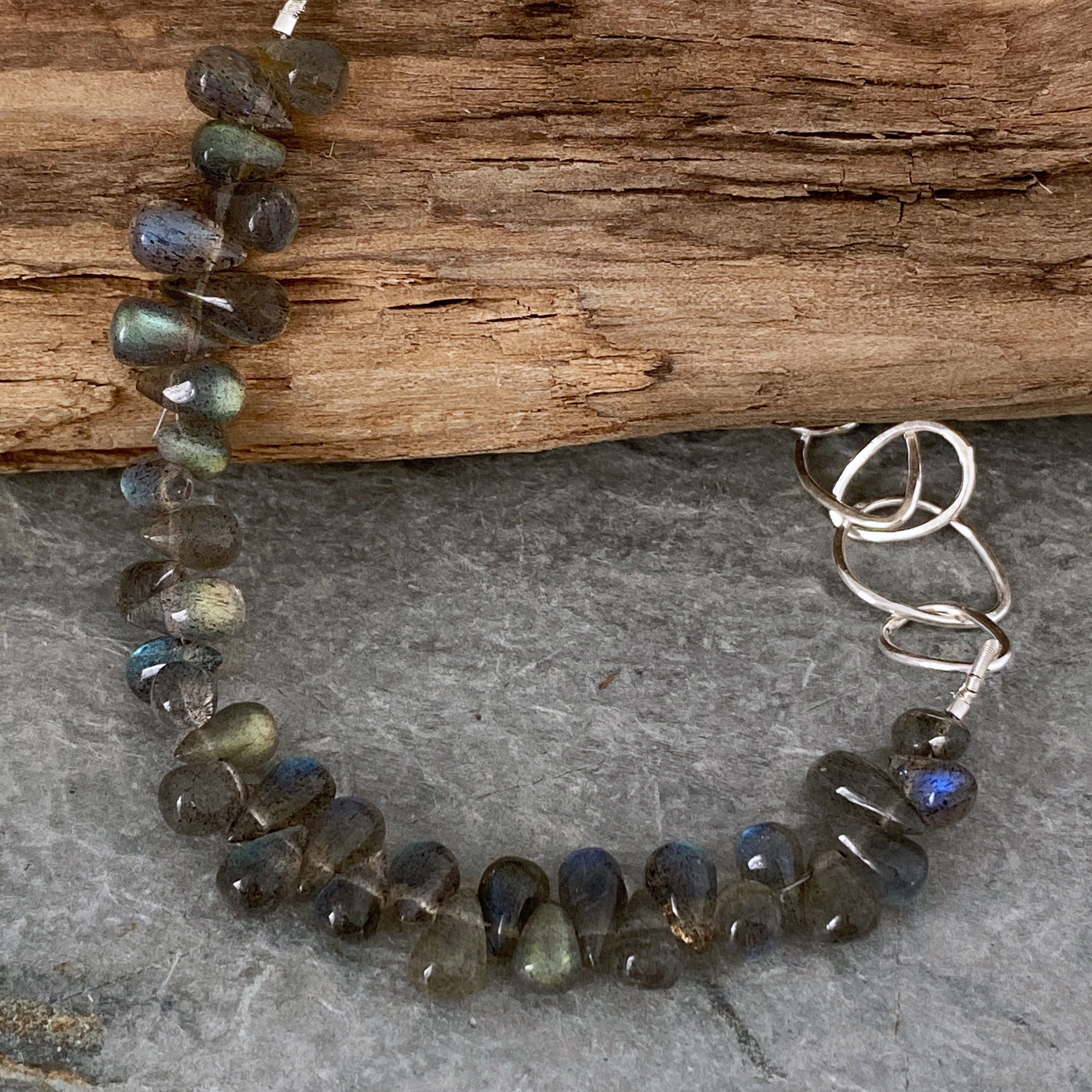 Labradorite Bracelet With Handmade Silver Chain, Chain Bracelet, Unique Jewellery, Labradorite Crystal