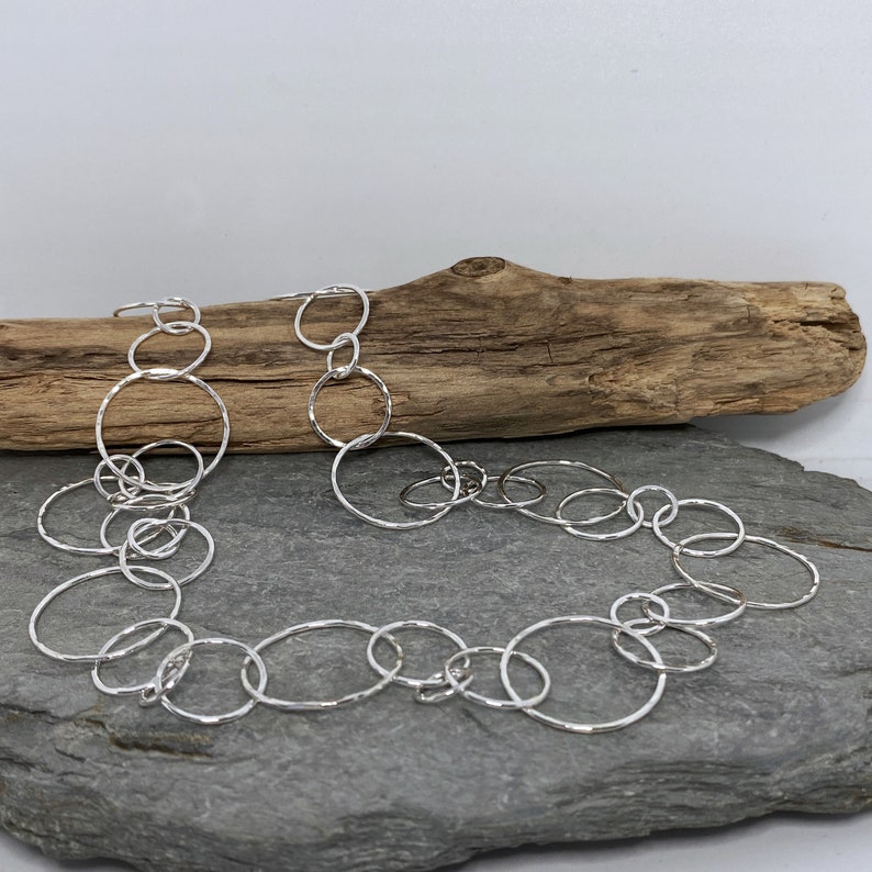 Handmade silver chain necklace with large open circle links image 4