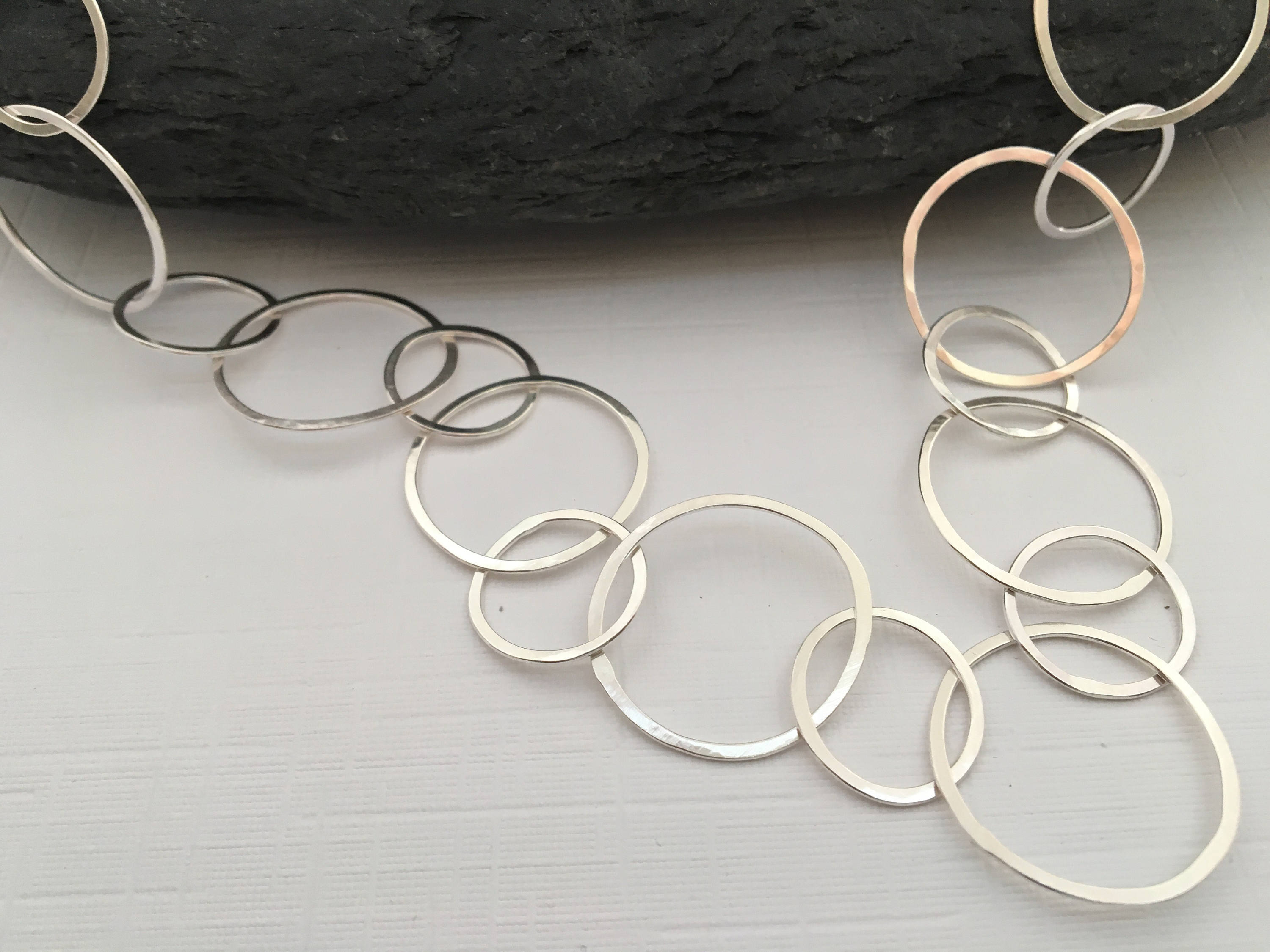 Silver Chain Necklace Chunky Handmade 