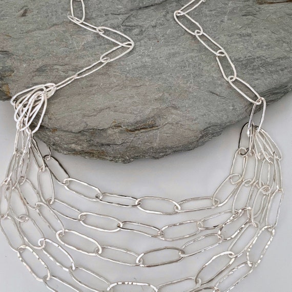 Buy Chunky Silver Necklace, Silver Statement Choker Style Necklace, Silver  Lariat Necklace, Recycled Silver Necklace, Unusual Silver Necklace UK  Online in India - Etsy