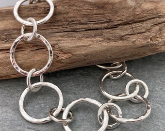 Handmade Chunky Silver Chain Bracelet With Round Links