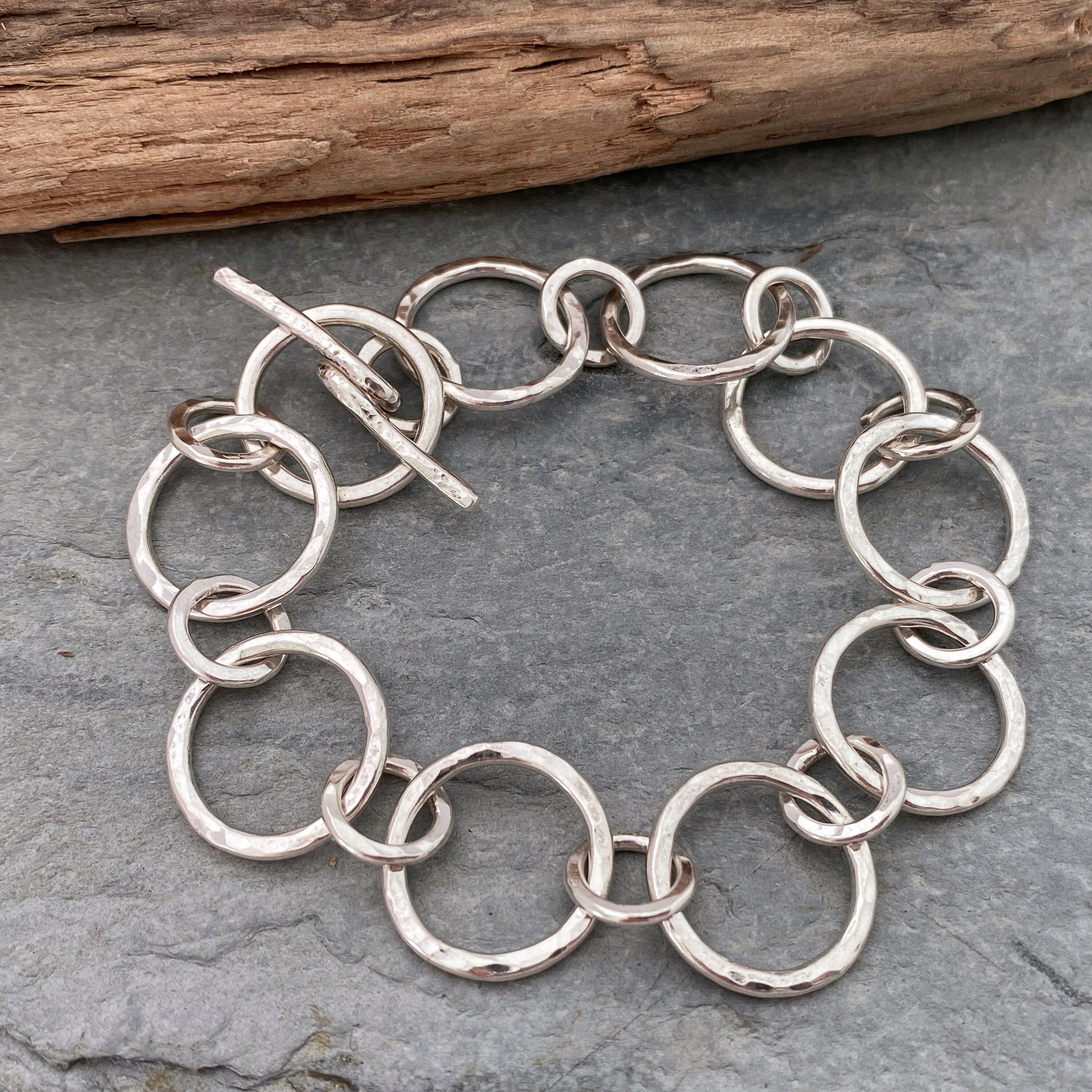 Handmade Chunky Silver Chain Bracelet With Round Links
