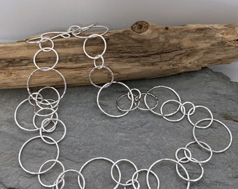 Handmade silver chain necklace with large open circle links