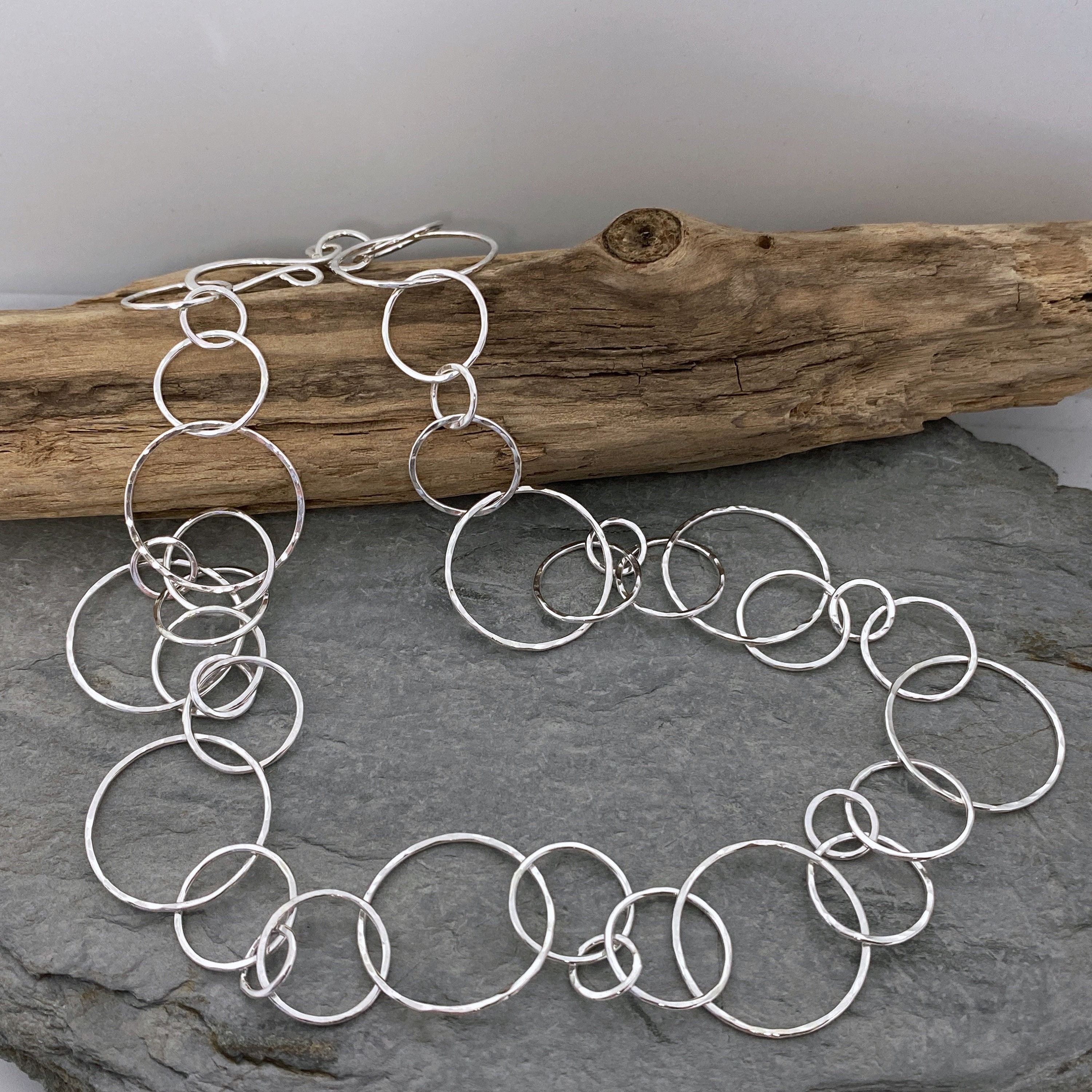 Handmade Silver Chain Necklace With Large Open Circle Links