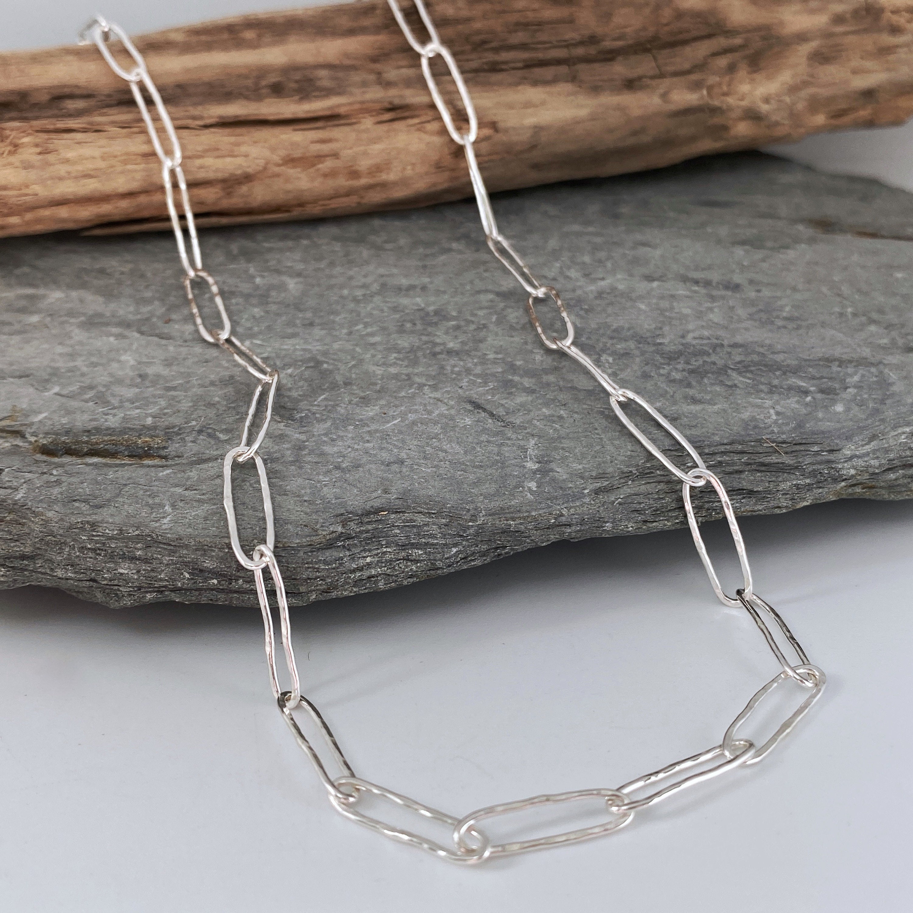 Handmade Silver Chain With Paperclip Links, Necklace