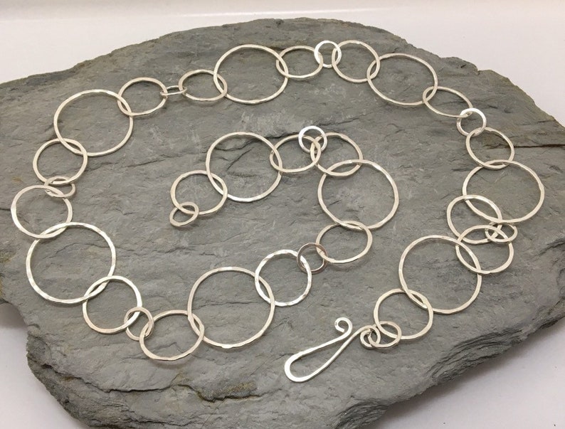 Handmade silver chain necklace with large open circle links image 5