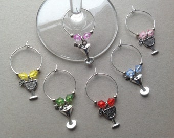 Set of 6/8/10/12 Cocktail Gin Wine Glass Charms, Birthday Party, Hen Party, Girls' Night In, Birthday Gift, Stocking Filler, Gift Pouch