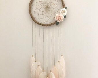 Pink & Cream Floral Dream Catcher