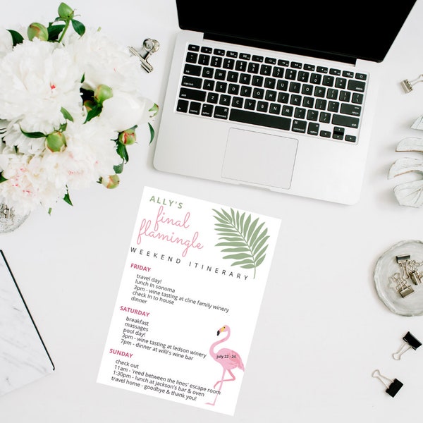 Customizable Final Flamingle Bachelorette Itinerary Template