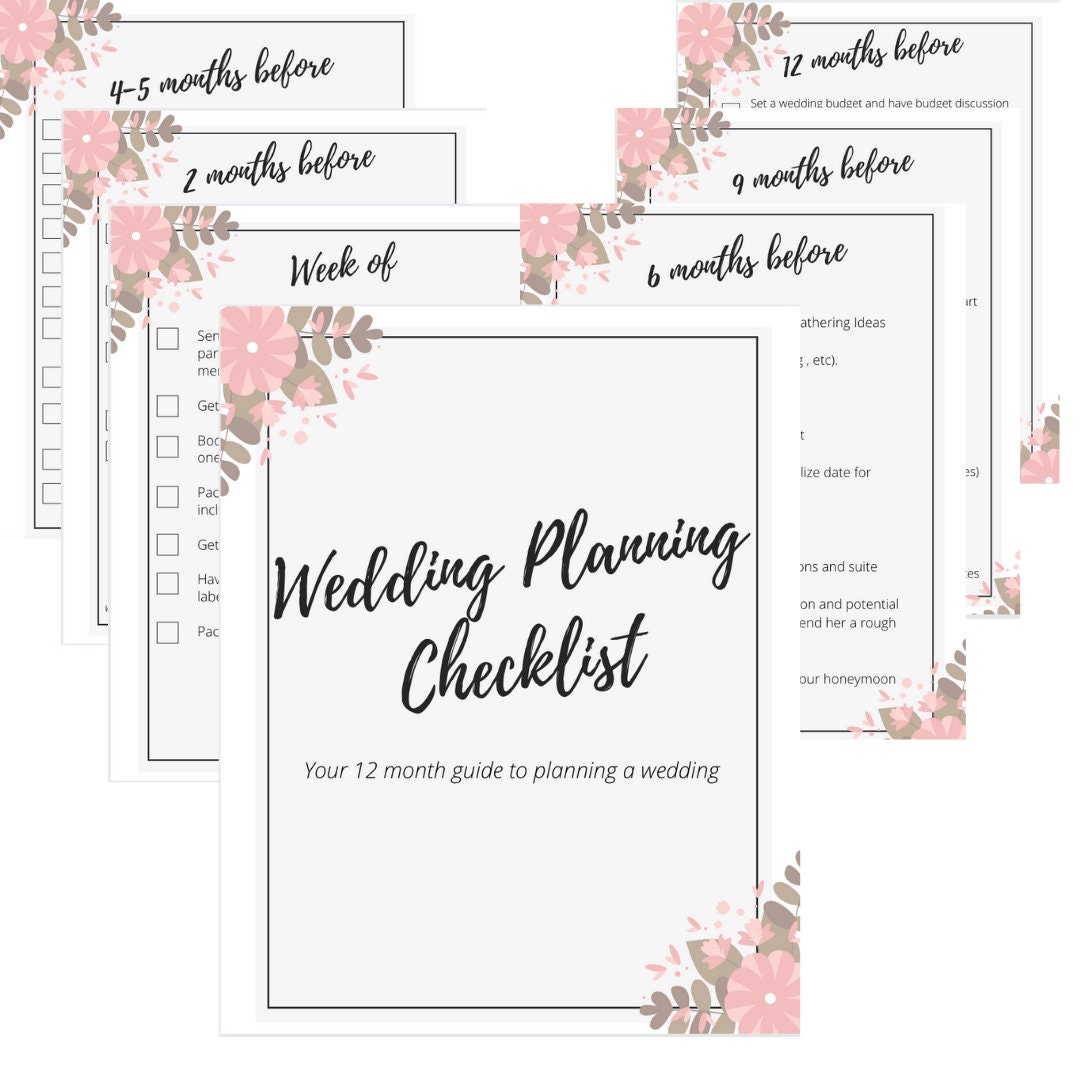 wedding planning checklist downloadable pdf 12 months etsy