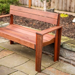 Custom Ipe Modern Outdoor Bench with Arms image 1