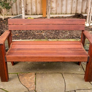 Custom Ipe Modern Outdoor Bench with Arms image 8