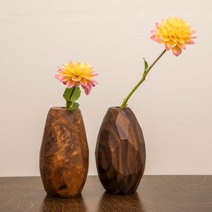 Pair of Modern Walnut Burl Bud Vases image 5