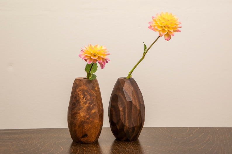 Pair of Modern Walnut Burl Bud Vases image 5