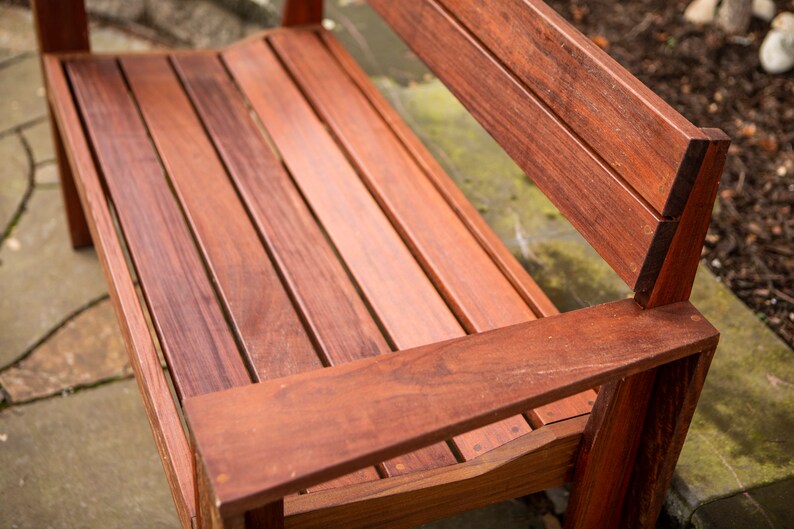 Custom Ipe Modern Outdoor Bench with Arms image 5