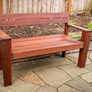 Custom Ipe Modern Outdoor Bench with Arms image 7