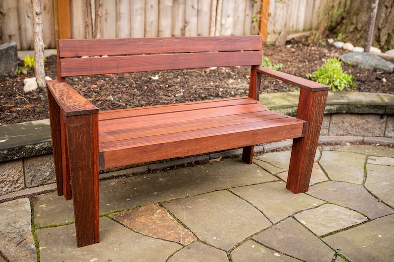 Custom Ipe Modern Outdoor Bench with Arms image 7