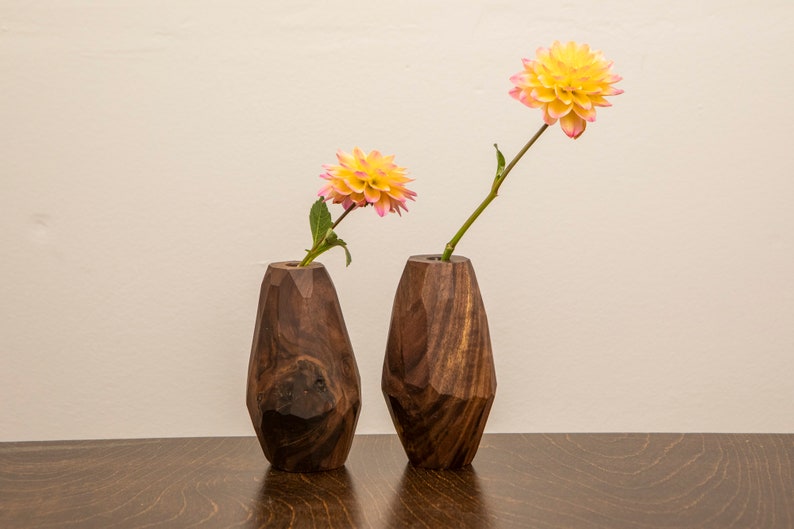 Pair of Modern Walnut Burl Bud Vases image 4