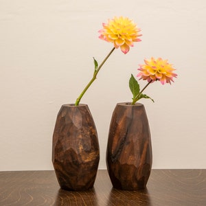 Pair of Modern Walnut Burl Bud Vases image 3