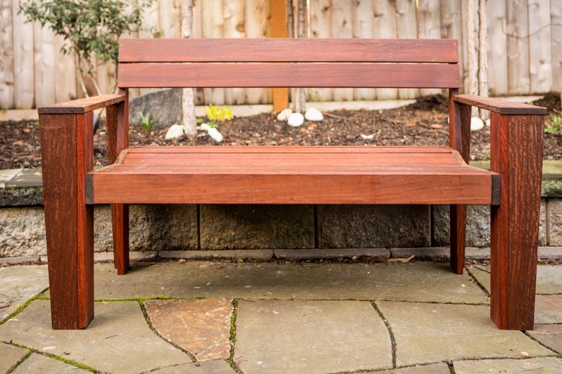 Custom Ipe Modern Outdoor Bench with Arms image 2