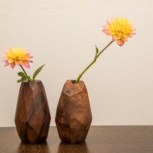 Pair of Modern Walnut Burl Bud Vases image 2