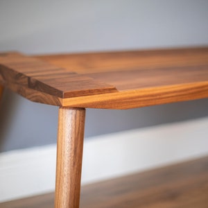 MCM Bench with Brass Inlay Pictured in Walnut image 4