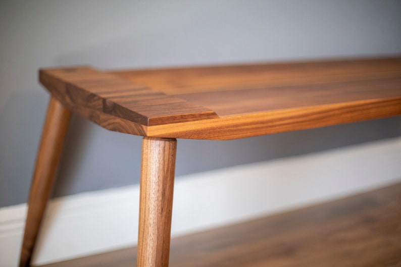 MCM Bench with Brass Inlay Pictured in Walnut image 4