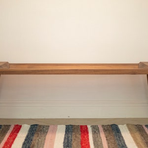 MCM Bench with Brass Inlay Pictured in Walnut image 2