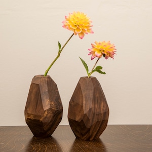 Pair of Modern Walnut Burl Bud Vases image 1