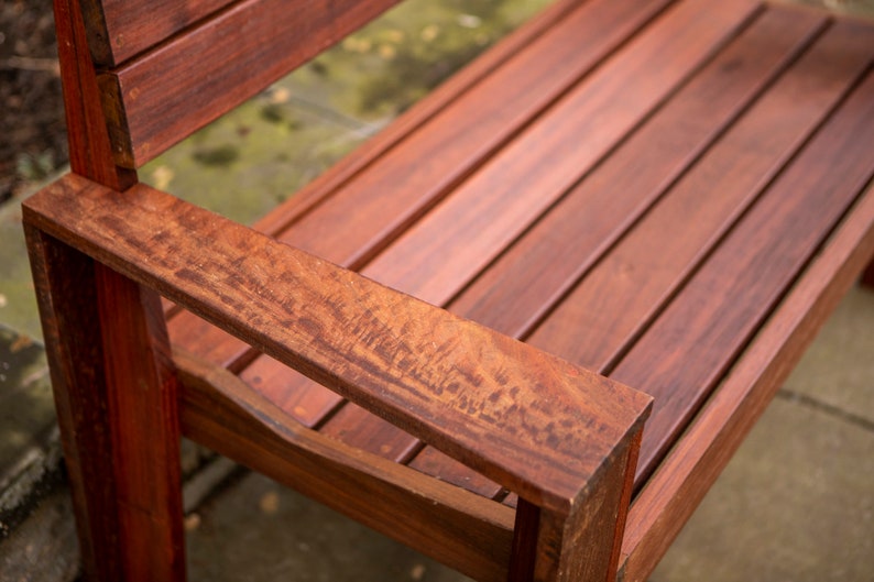 Custom Ipe Modern Outdoor Bench with Arms image 6