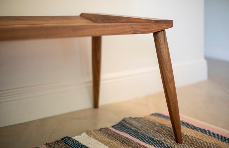 MCM Bench with Brass Inlay Pictured in Walnut image 5