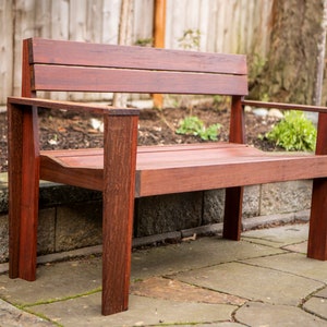 Custom Ipe Modern Outdoor Bench with Arms image 3