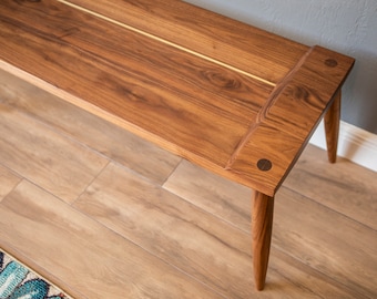 MCM Bench with Brass Inlay (Pictured in Walnut)