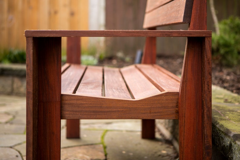 Custom Ipe Modern Outdoor Bench with Arms image 4
