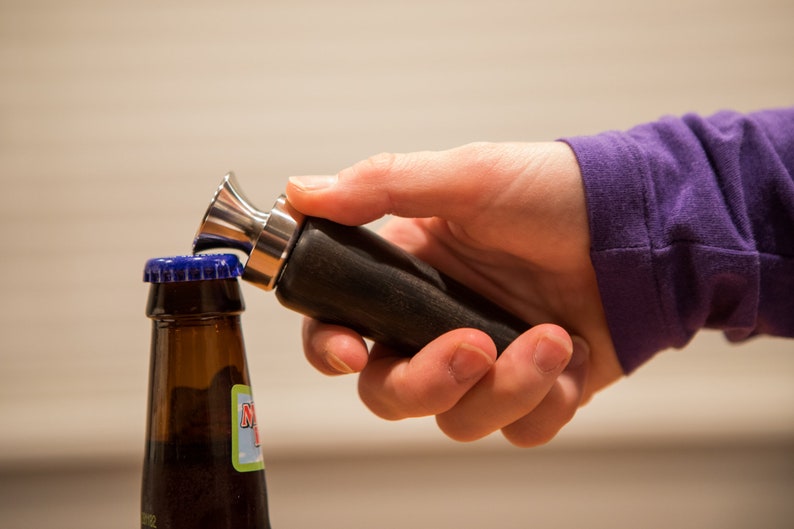 Bottle Opener Modern Hand Turned Gabon Ebony image 4