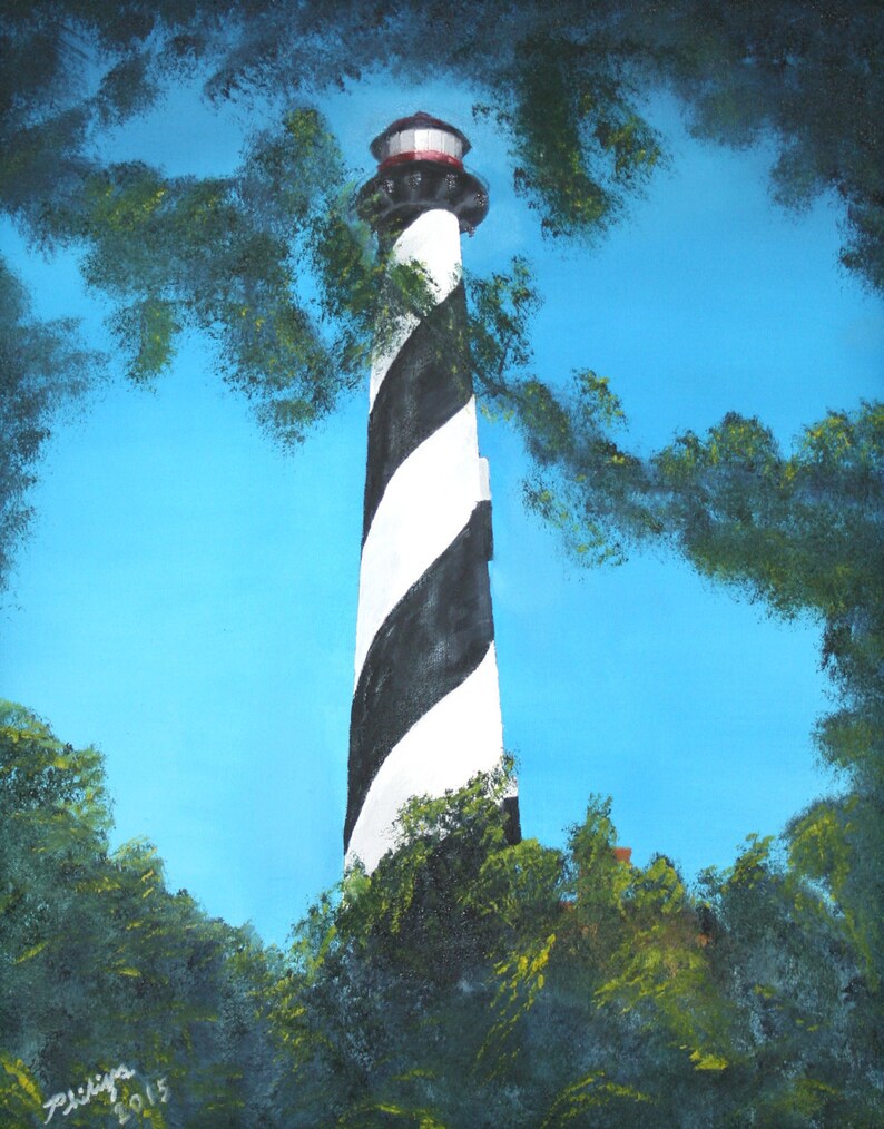 St. Augustine Lighthouse Framed Original Oil Painting Etsy