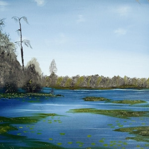 Original Florida River Painting,  Withlacoochee River Art, Florida Landscape Oil Painting with Cypress and Spanish Moss, Florida Nature Art