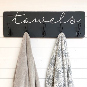 towel hooks | coat rack sign | bathroom decor | bathroom sign | rustic wood sign | housewarming gift