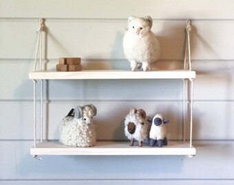 wooden shelves for nursery