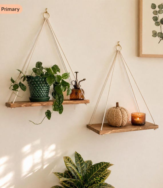 Rustikales Hängeregal aus Kiefernholz: Boho Home Decor