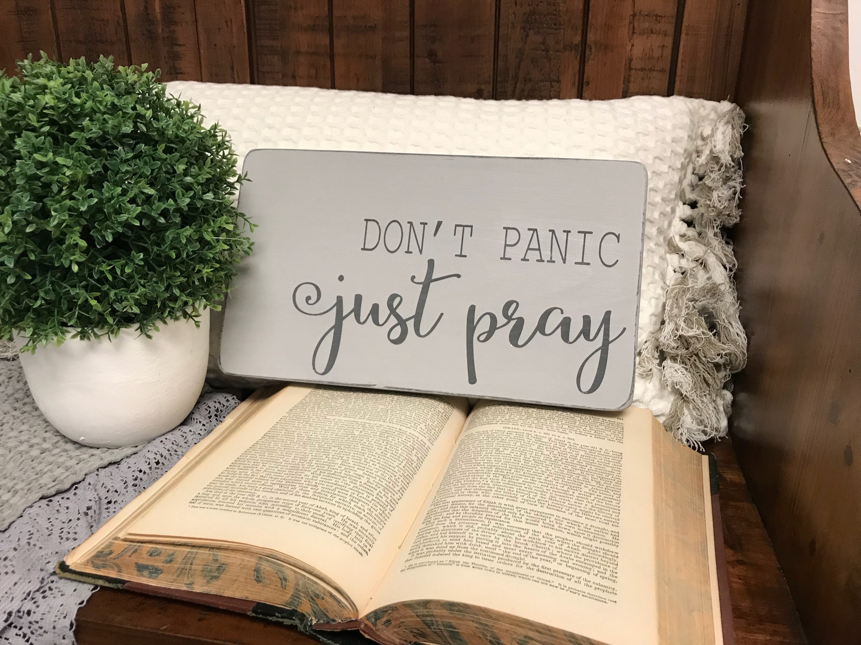 Pray Sign Keep Calm Sign Dont Panic Just Pray Wood Signs | Etsy