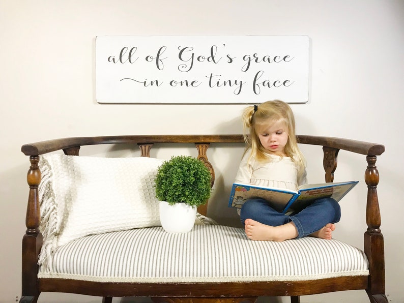 crib sign rustic wood sign sign above crib nursery sign nursery room decor All of God/'s grace in one tiny face