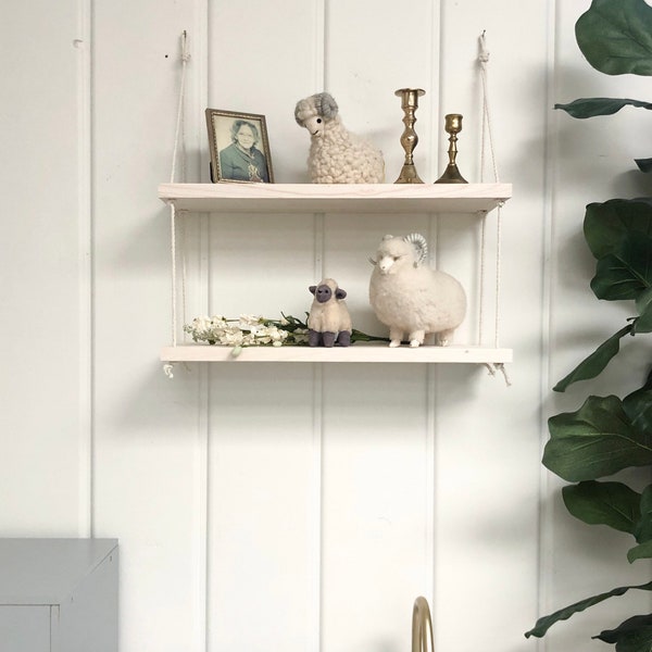 Nursery shelf | nursery decor | floating shelf | hanging shelves | rope shelf | wood home decor | modern decor | minimalist