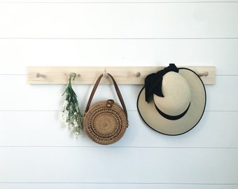 Wooden peg rail | wooden peg rack | coat hanger | entryway decor | minimalist decor | wooden hook rack